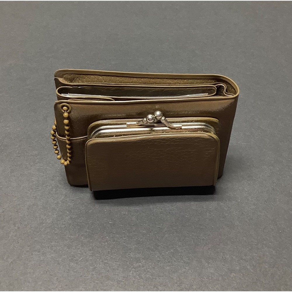 Vintage Brown Vinyl Bi-fold Wallet with Coin Purse Card Photo Slots